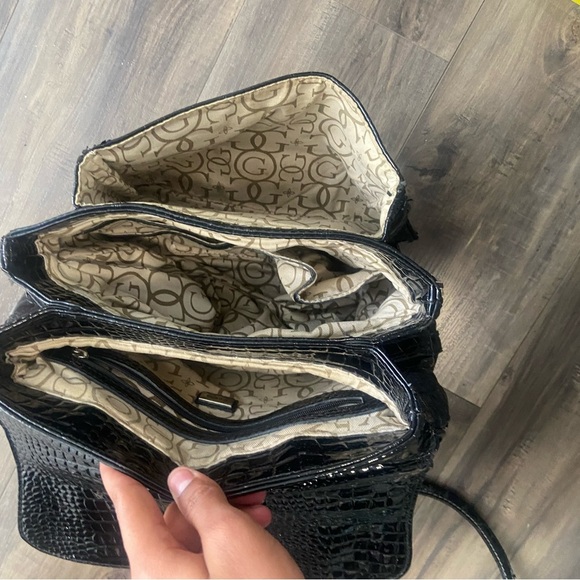 GUESS Shiny Black Satchel Bag - Picture 7 of 9